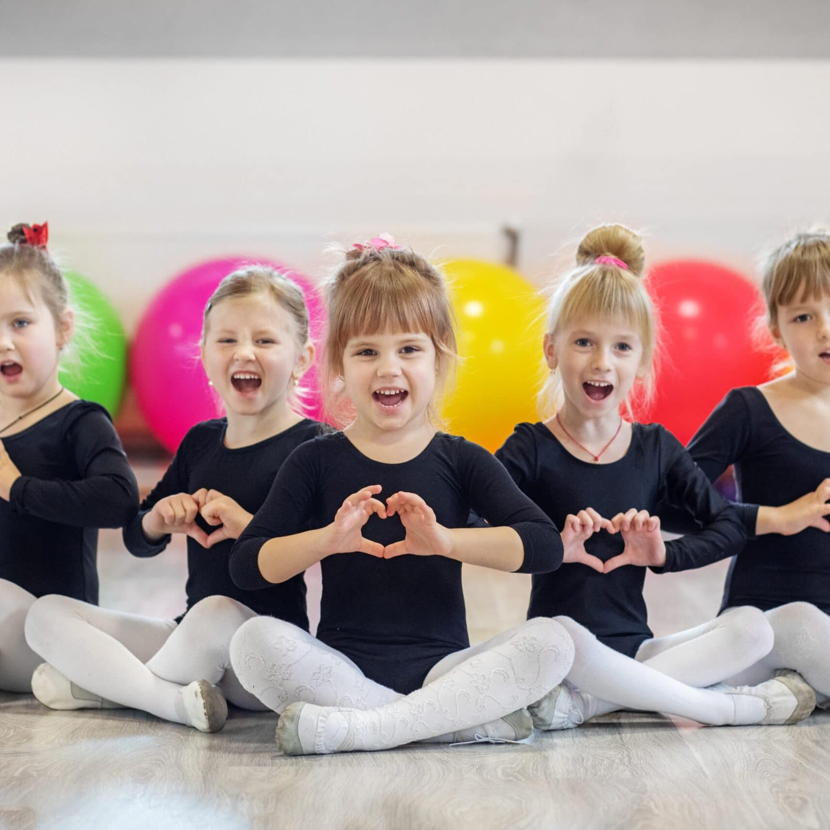 A group of children in dance classes. The concept of sport, education, childhood, hobbies and dance